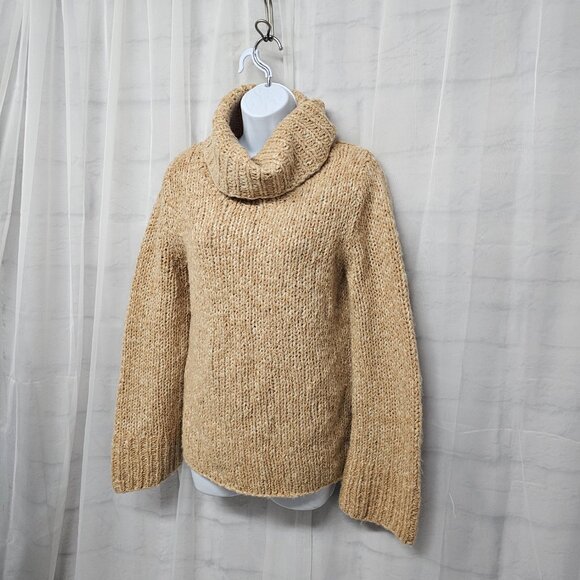 Express Turtleneck Sweater Tan Wool Blend Preppy Boho Casual Marled M - Picture 4 of 9